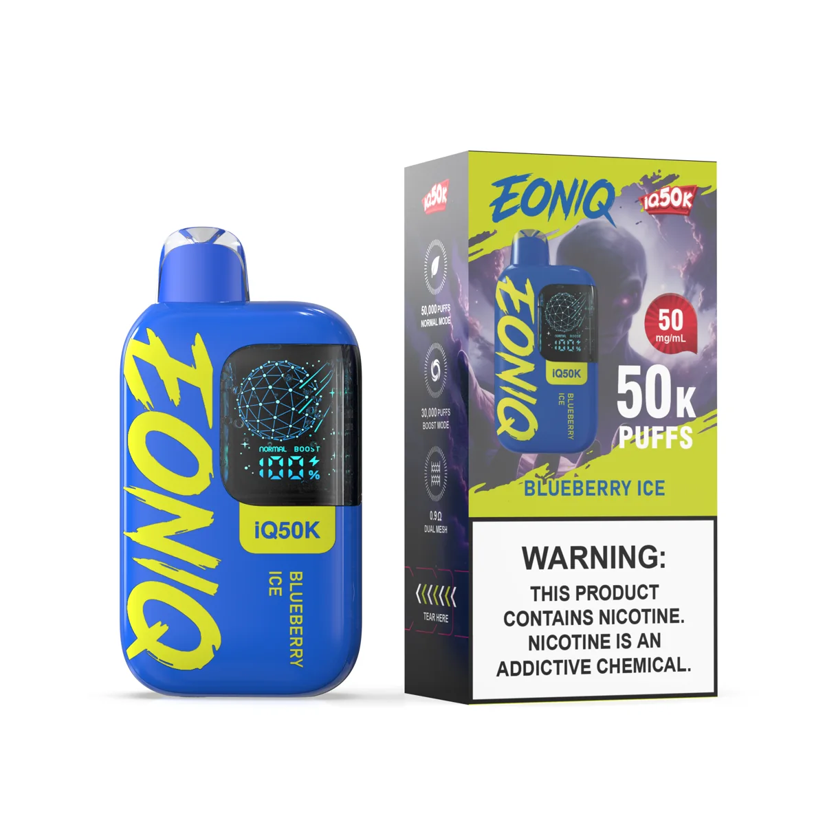 IQ50K Blueberry Ice packaging