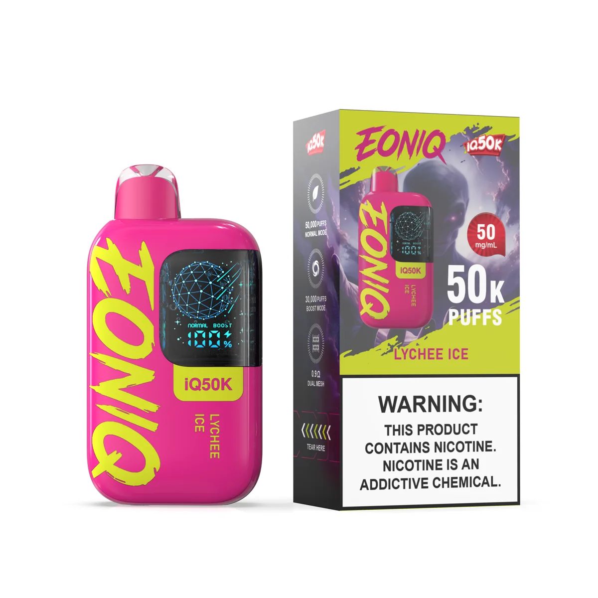 IQ50K Lychee Ice packaging